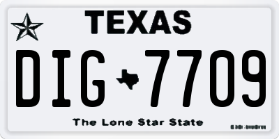 TX license plate DIG7709