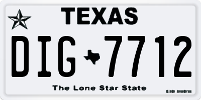 TX license plate DIG7712