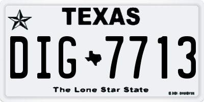 TX license plate DIG7713