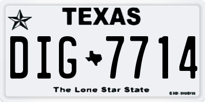 TX license plate DIG7714
