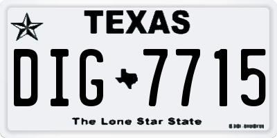 TX license plate DIG7715