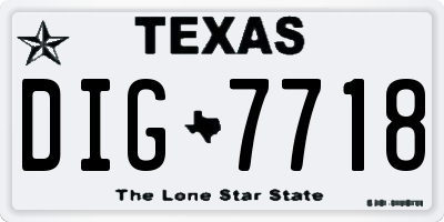 TX license plate DIG7718