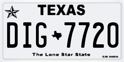 TX license plate DIG7720