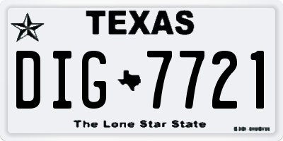 TX license plate DIG7721
