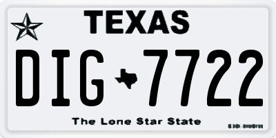 TX license plate DIG7722