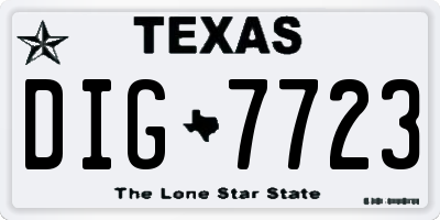 TX license plate DIG7723