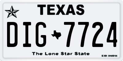 TX license plate DIG7724