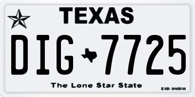TX license plate DIG7725