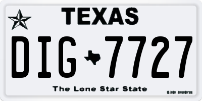 TX license plate DIG7727