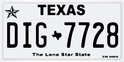 TX license plate DIG7728