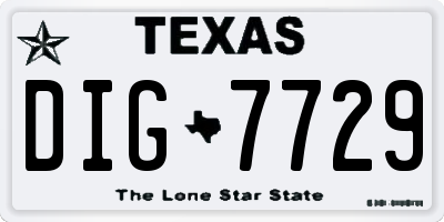 TX license plate DIG7729