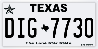 TX license plate DIG7730