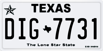TX license plate DIG7731