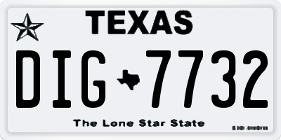 TX license plate DIG7732