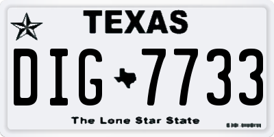 TX license plate DIG7733