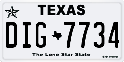 TX license plate DIG7734