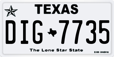 TX license plate DIG7735