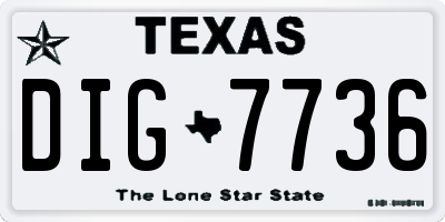 TX license plate DIG7736
