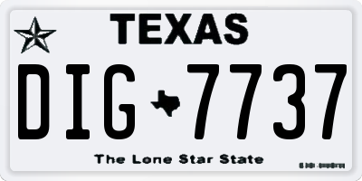 TX license plate DIG7737
