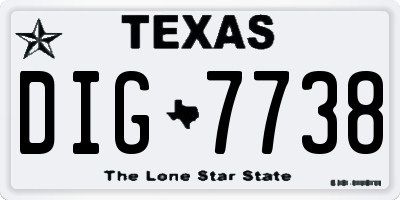 TX license plate DIG7738