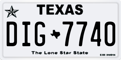 TX license plate DIG7740