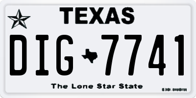 TX license plate DIG7741