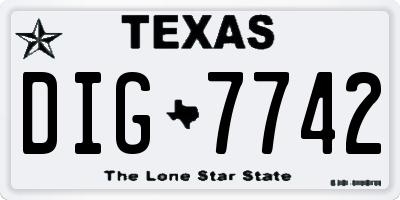 TX license plate DIG7742