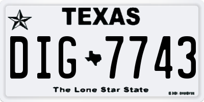 TX license plate DIG7743