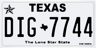 TX license plate DIG7744