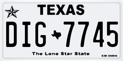 TX license plate DIG7745
