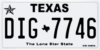 TX license plate DIG7746