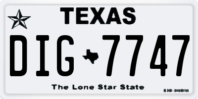 TX license plate DIG7747