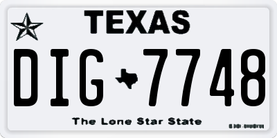 TX license plate DIG7748