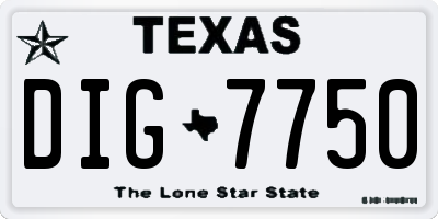 TX license plate DIG7750