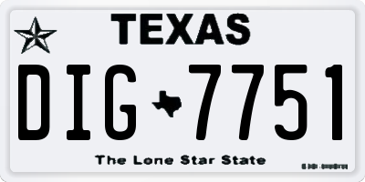 TX license plate DIG7751