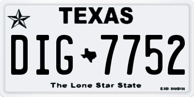 TX license plate DIG7752