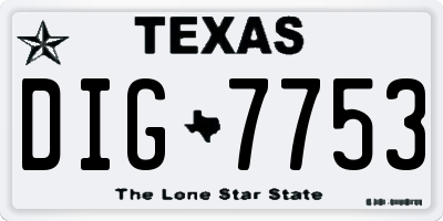 TX license plate DIG7753