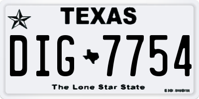 TX license plate DIG7754
