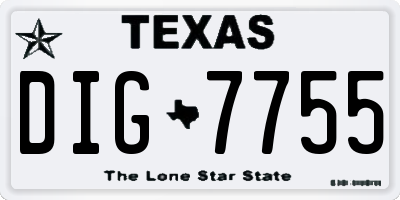 TX license plate DIG7755