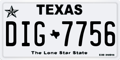 TX license plate DIG7756