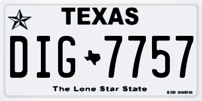 TX license plate DIG7757