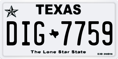 TX license plate DIG7759