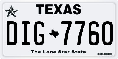 TX license plate DIG7760