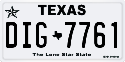 TX license plate DIG7761