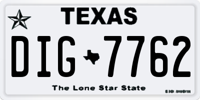 TX license plate DIG7762
