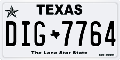 TX license plate DIG7764