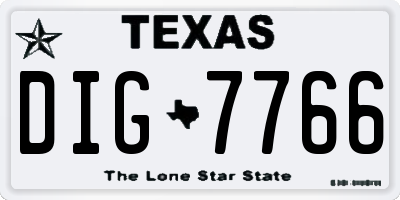 TX license plate DIG7766