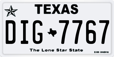 TX license plate DIG7767