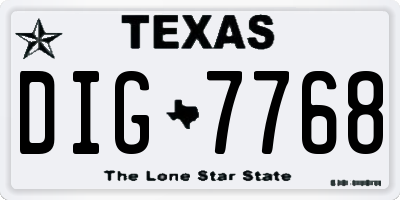 TX license plate DIG7768