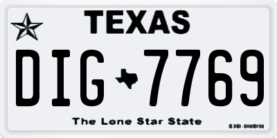 TX license plate DIG7769